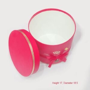 Cylinder Shape Gift Hamper Box (Red and Gold finish)
